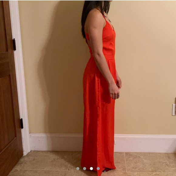 Orange cut-out side slit summer dress - Picture 3 of 3